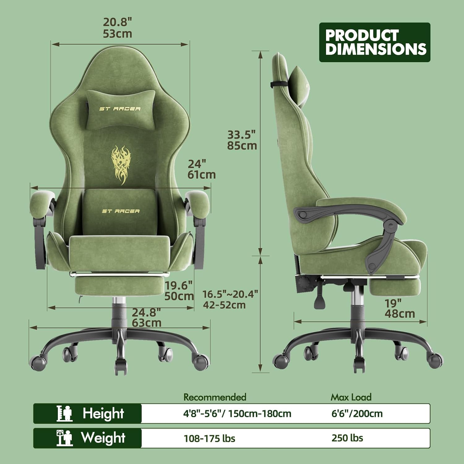 Silla de juego de tela de terc - Gaming Chair reseña y precio