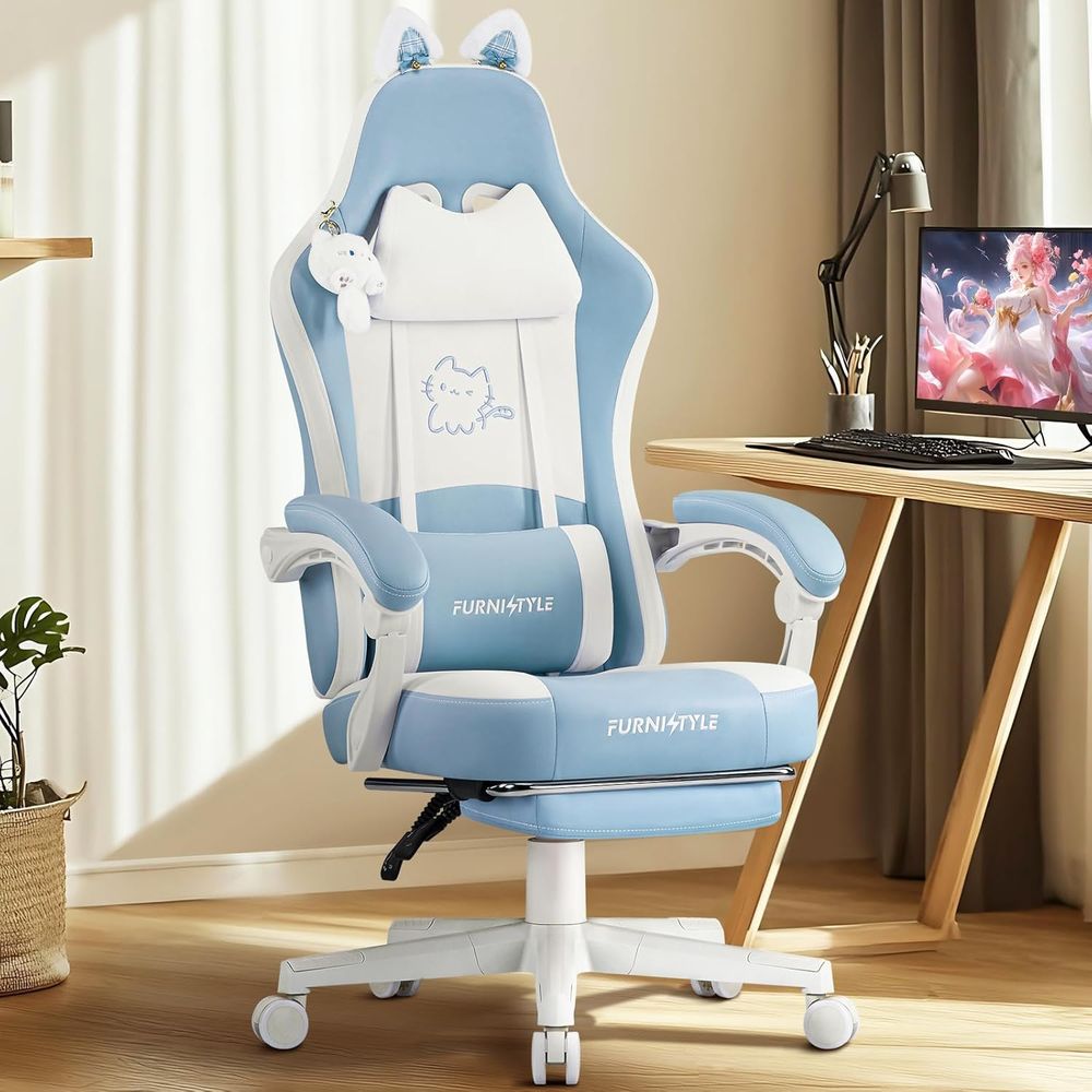 Silla de Juego Ergonómica Azul - Gaming Chair reseña y precio
