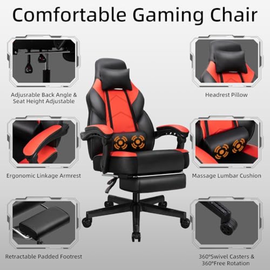 Silla Gaming con Reposapiés, S - Gaming Chair reseña y precio