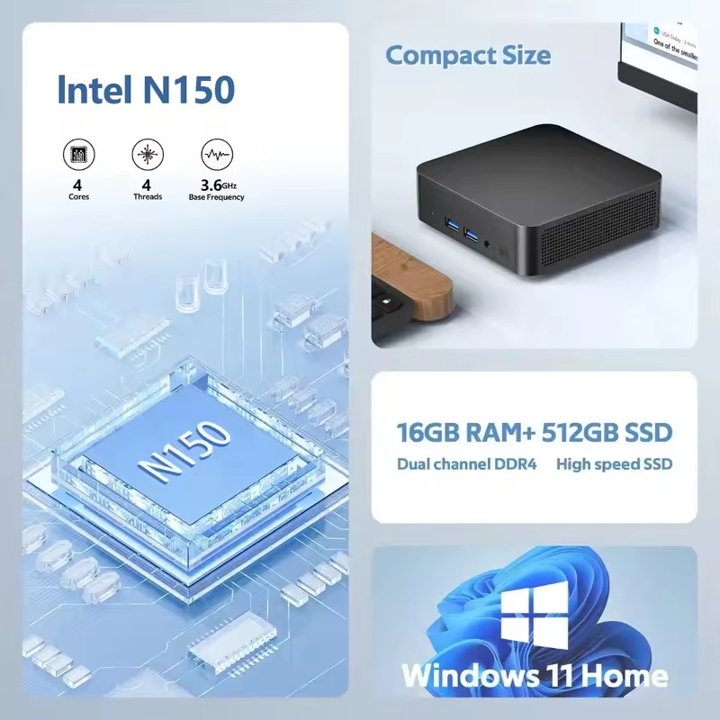 Mini PC Intel N150 2026, Compu - Pc Gaming Compact reseña y precio